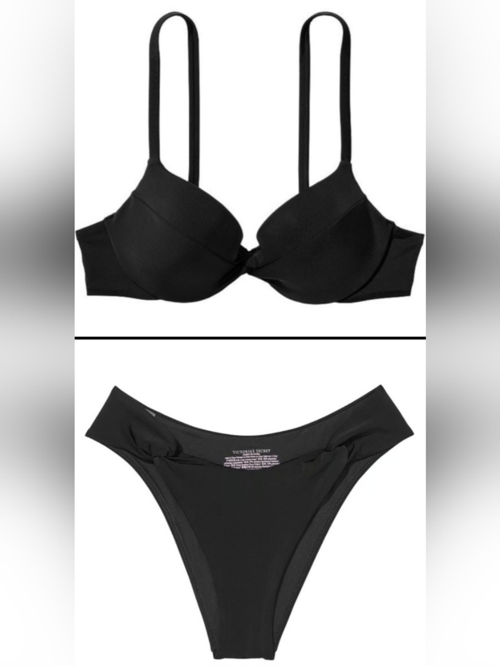 32D/XS VS Swim Removable PushUp Brazilian Bikini Set Black Tropical